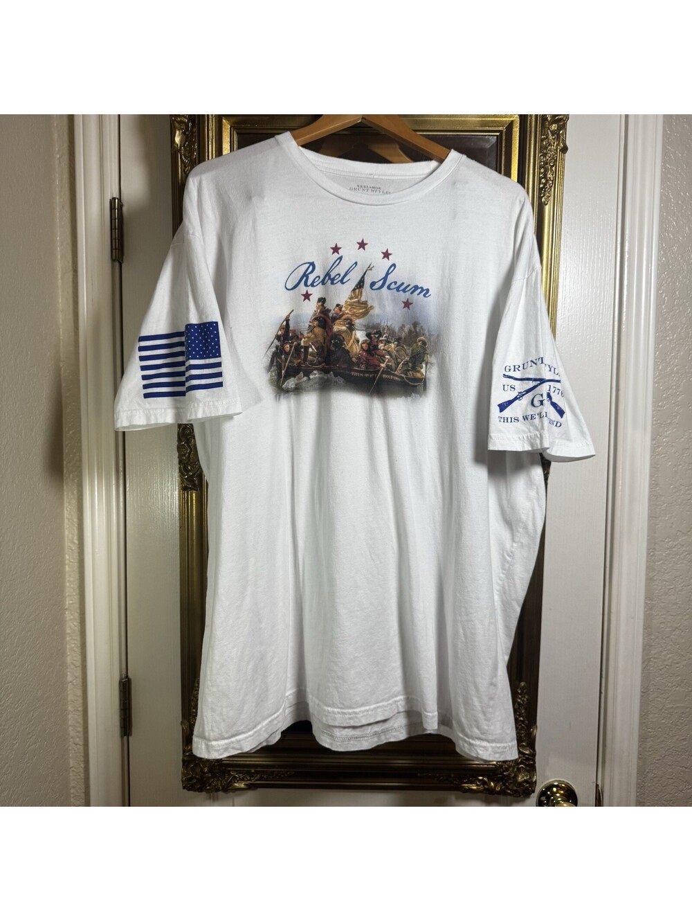 Grunt Style Men’s Short Sleeve Revolutionary War T-Shirt 3XL White Patriotic USA